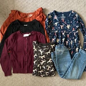 6-pc Bundle assorted little girl clothes, Sz ~4-5.
